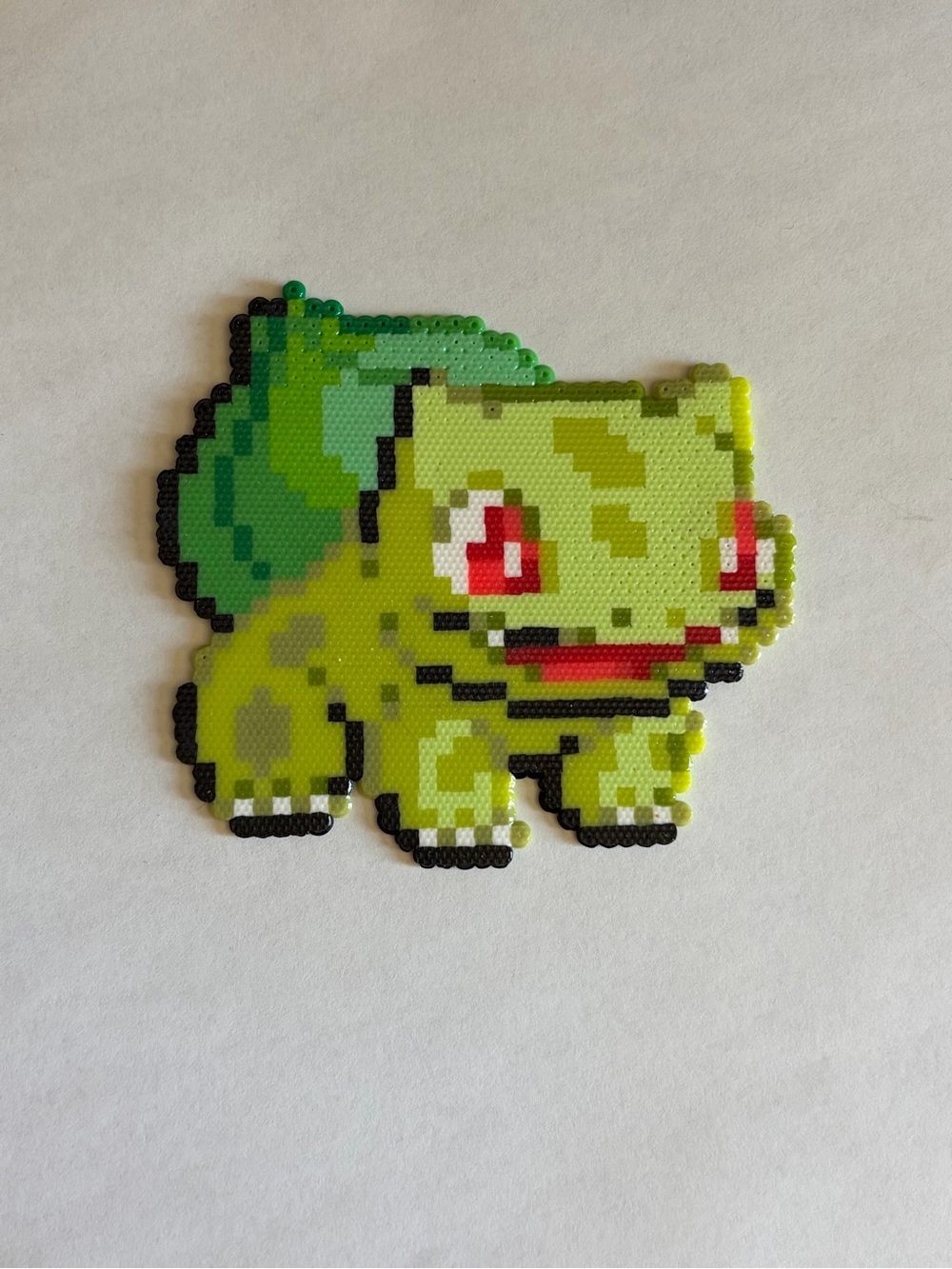 Pokemon Perler Bead Shiny Bulbasaur Magnet - Green, Red, Black